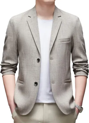DAVID.ANN Men's Casual Blazer Two Button Lightweight Slim Fit Sport Jacket