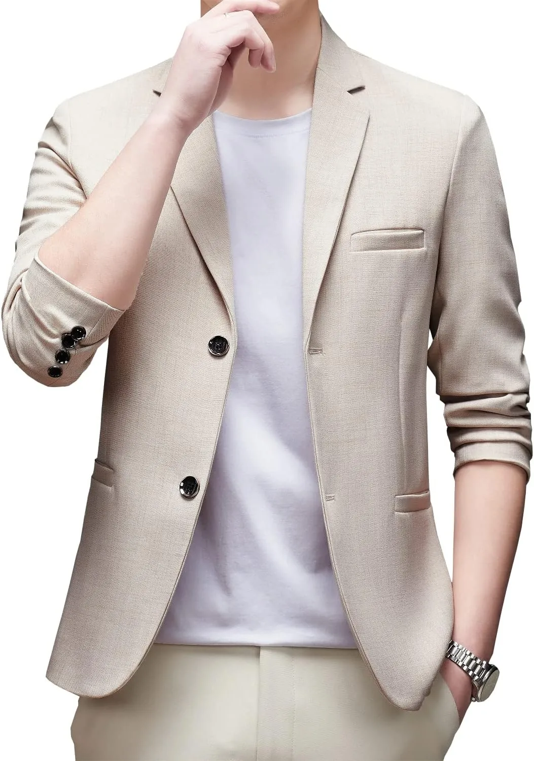 DAVID.ANN Men's Casual Blazer Two Button Lightweight Slim Fit Sport Jacket