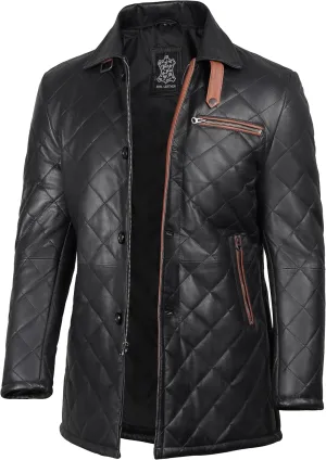 Decrum Leather Coats for Men Real Lambskin Casual Car coat Style Leather Jacket Men