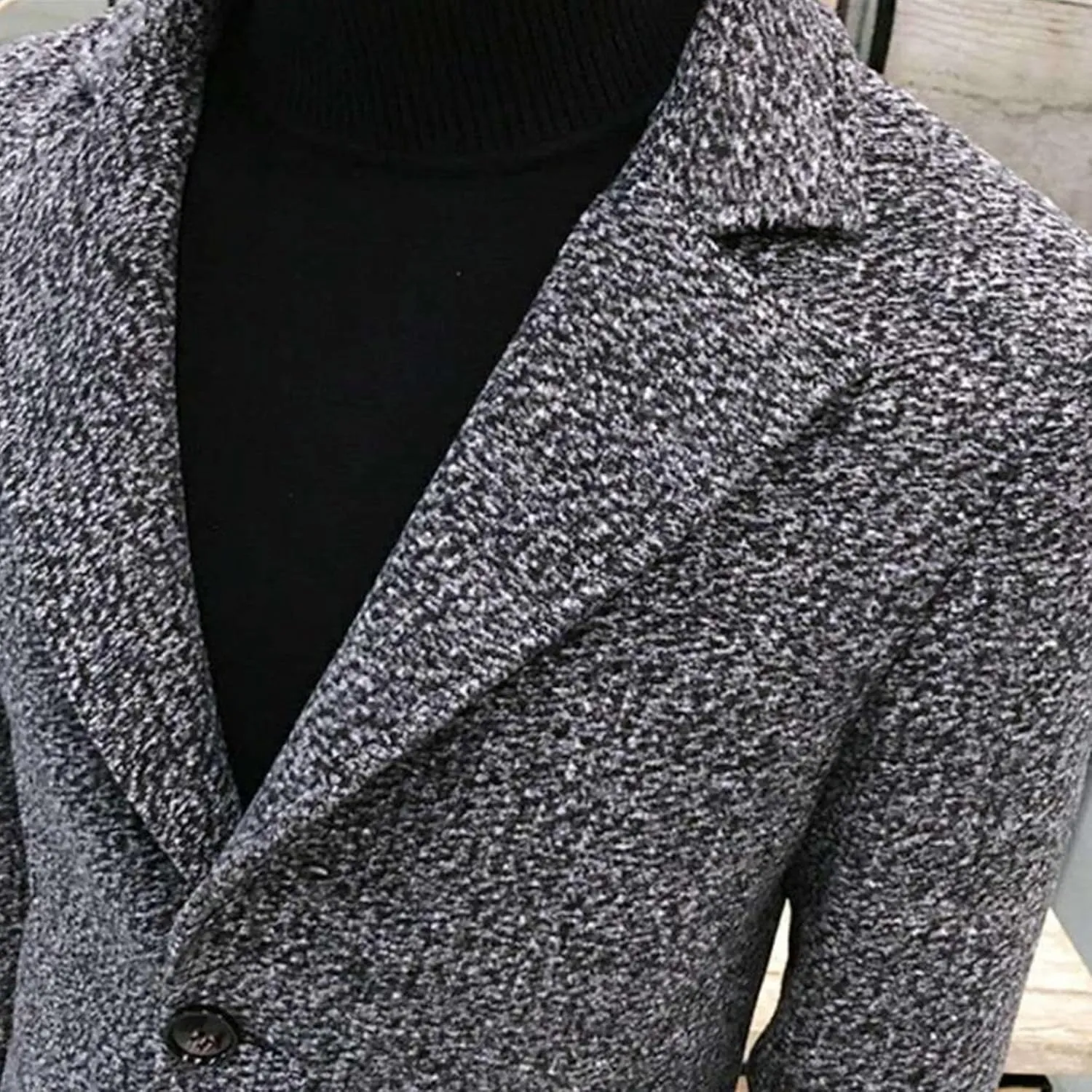 DGHM-JLMY Men's Trench Coat Single Breasted Mid Long Jackets Winter Thicken Pea Coat Notch Lapel Casual Overcoat
