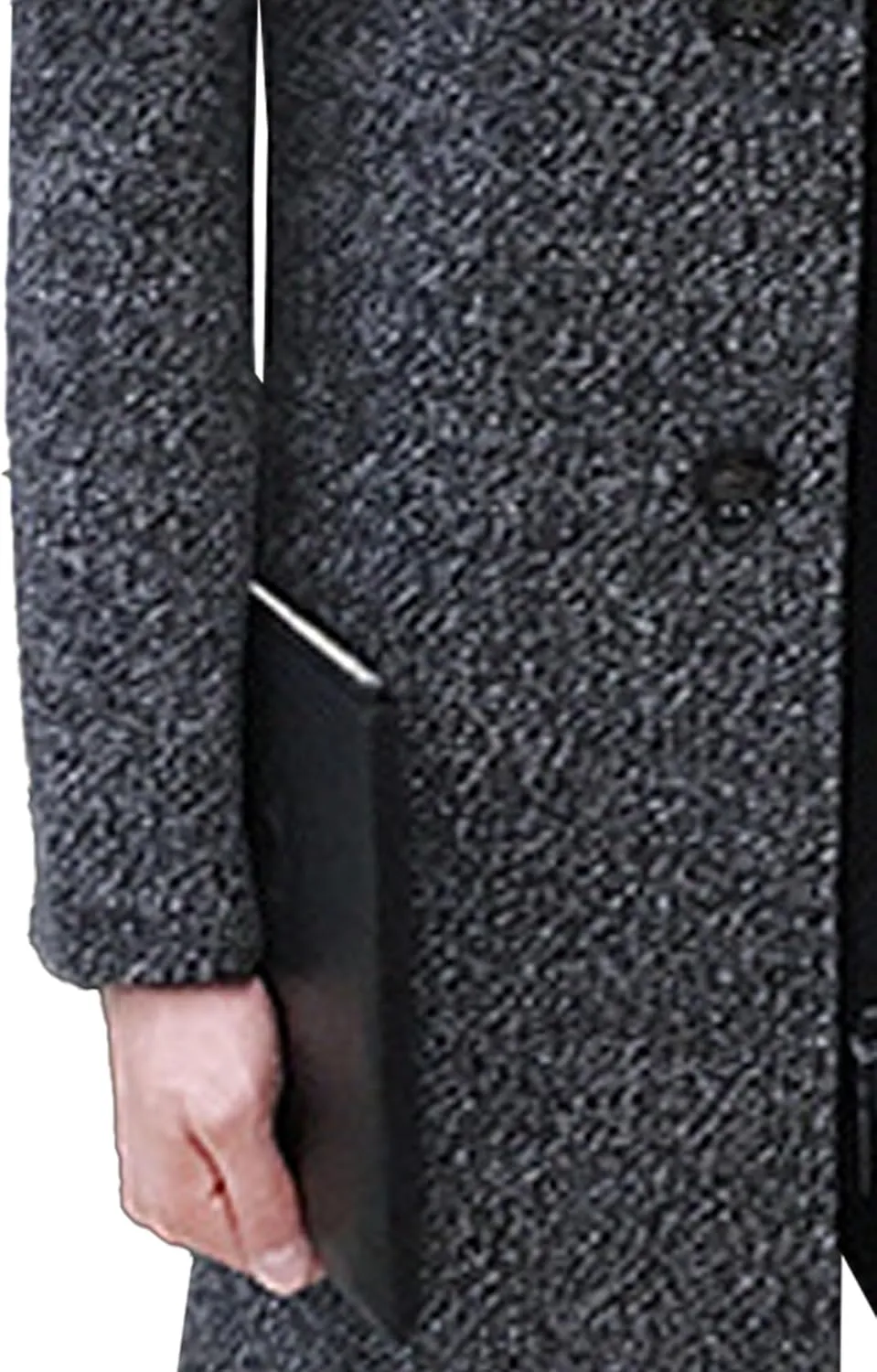 DGHM-JLMY Men's Trench Coat Single Breasted Mid Long Jackets Winter Thicken Pea Coat Notch Lapel Casual Overcoat