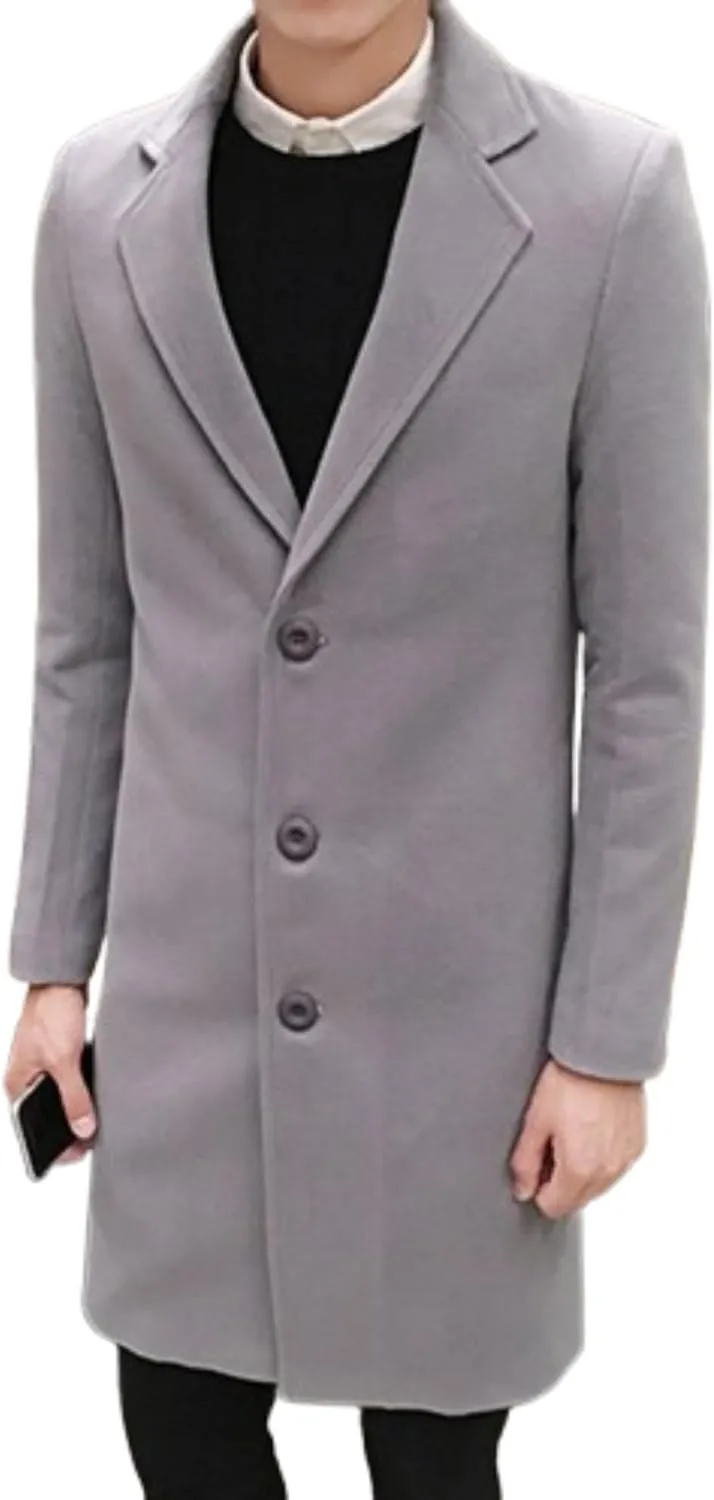 DGHM-JLMY Men's Trench Coat Single Breasted Mid Long Jackets Winter Thicken Pea Coat Notch Lapel Casual Overcoat