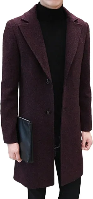 DGHM-JLMY Men's Trench Coat Single Breasted Mid Long Jackets Winter Thicken Pea Coat Notch Lapel Casual Overcoat