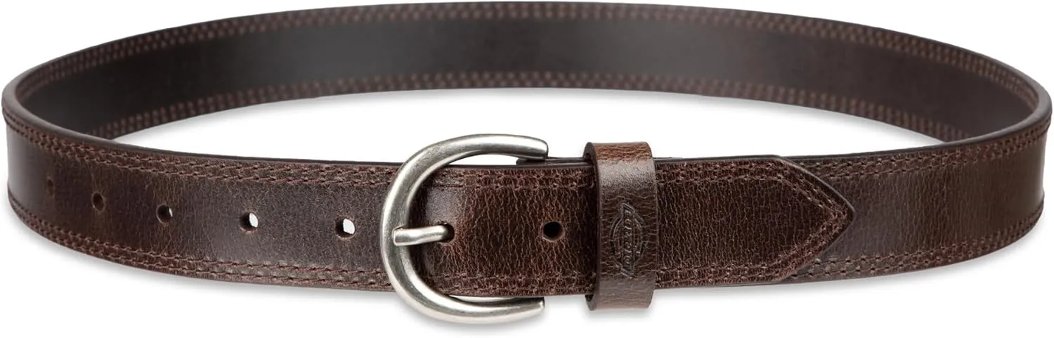 Dickies Women's Casual Leather Jean Workwear Belt with Round Harness Buckle