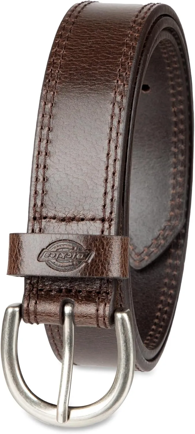 Dickies Women's Casual Leather Jean Workwear Belt with Round Harness Buckle