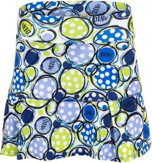 Dink 1 Drop Pleat Skort, Green and Blue Printed Sportswear, Soft and Comfortable Skort for Women (Medium)