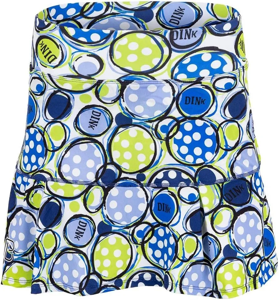 Dink 1 Drop Pleat Skort, Green and Blue Printed Sportswear, Soft and Comfortable Skort for Women (Medium)