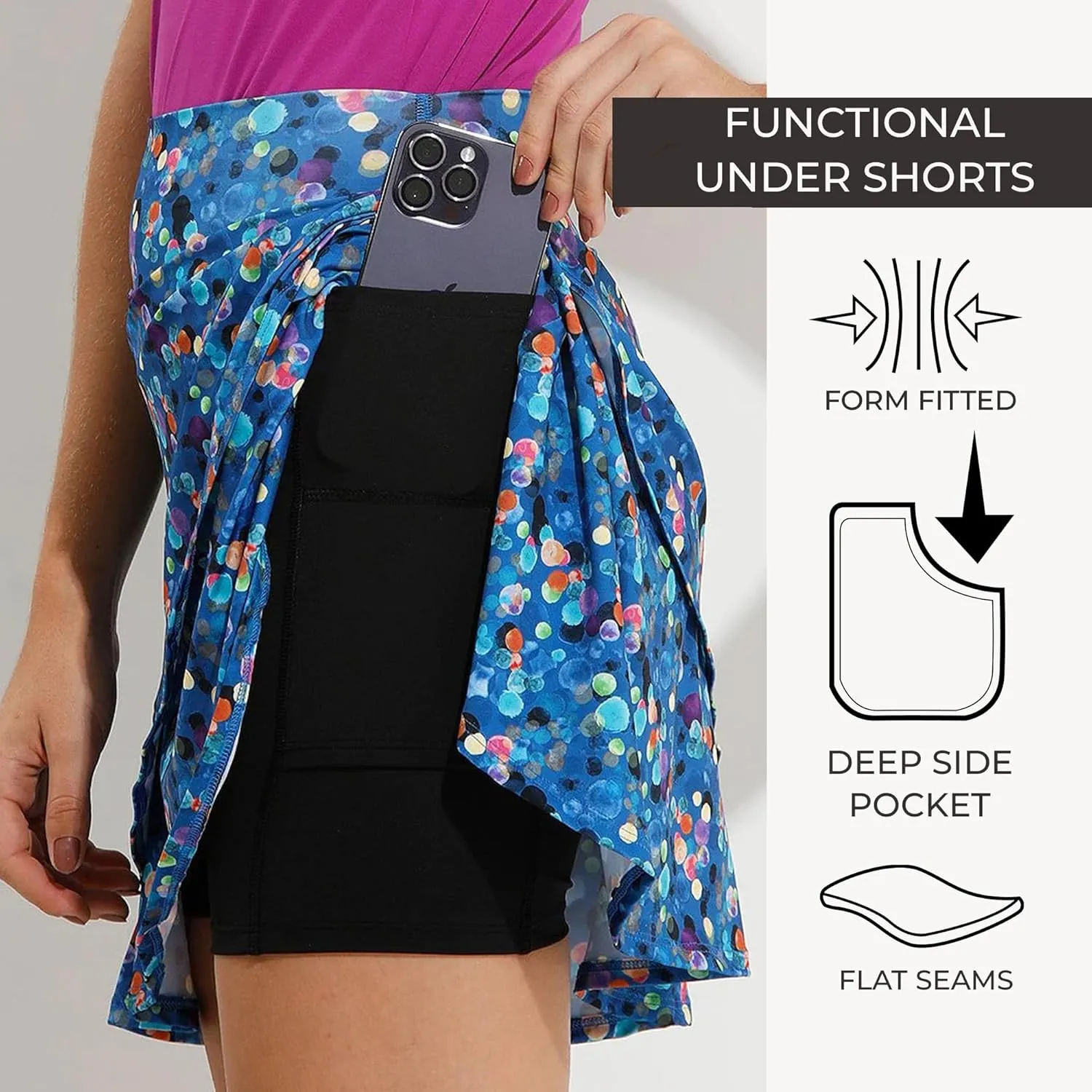Dona Jo Glide Skort for Women - Athletic Golf Skirt with Shorts & Pockets - Comfortable Active Wear for Tennis or Any Sports
