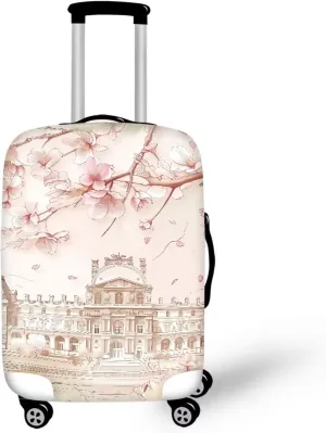 Doojoayie Cherry Blossoms Luggage Cover Soft Fabric Suitcase Protector Washable Baggage Covers Fits 18-32 Inch Luggage