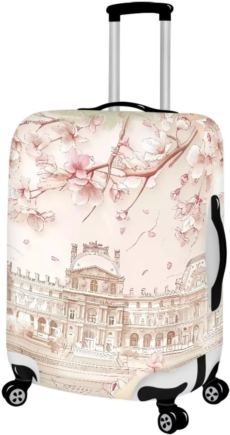 Doojoayie Cherry Blossoms Luggage Cover Soft Fabric Suitcase Protector Washable Baggage Covers Fits 18-32 Inch Luggage
