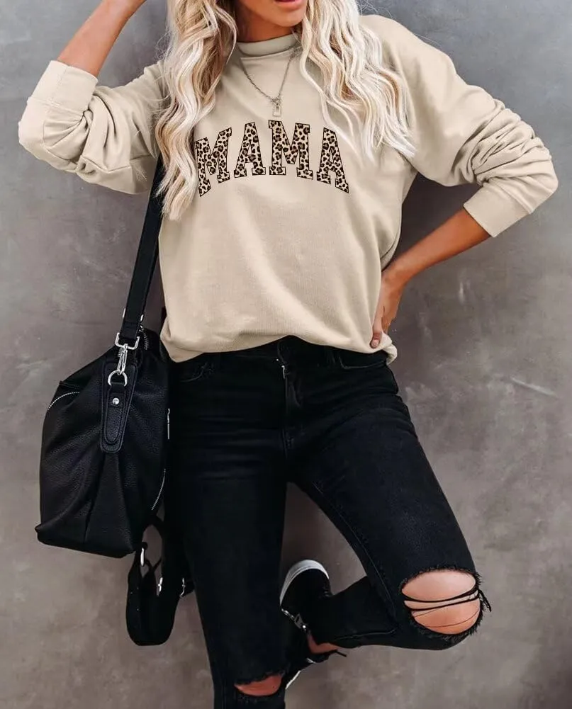 Dressmine Womens Crewneck Mama Sweatshirt Oversized Maternity Long Sleeve Shirt Cute Sweaters Graphic Hoodies