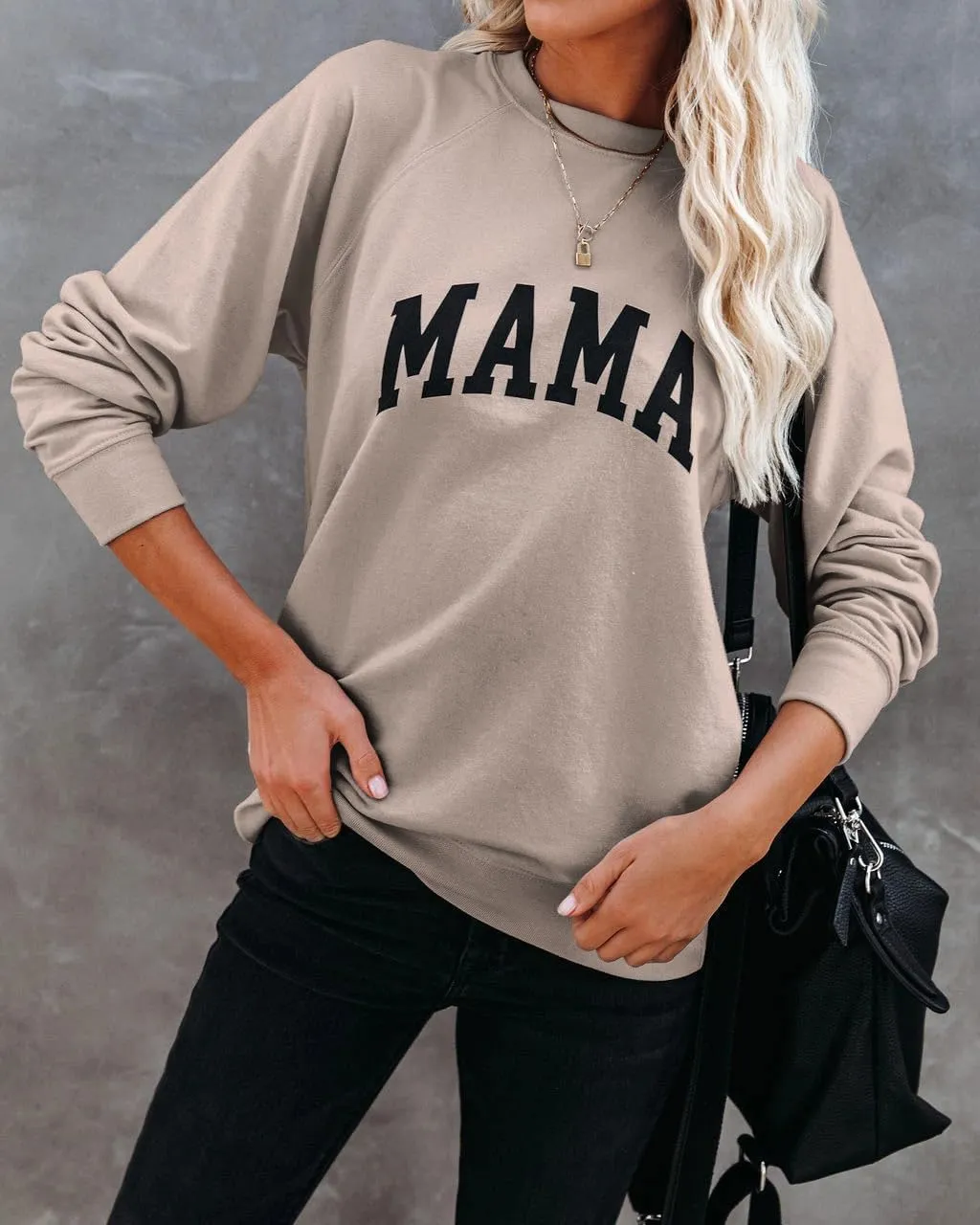 Dressmine Womens Crewneck Mama Sweatshirt Oversized Maternity Long Sleeve Shirt Cute Sweaters Graphic Hoodies