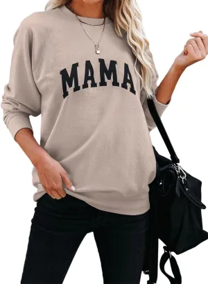 Dressmine Womens Crewneck Mama Sweatshirt Oversized Maternity Long Sleeve Shirt Cute Sweaters Graphic Hoodies