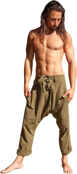 DROPCROTCH Mens Cotton Pants Drop Low Crotch Harem Alibaba Yoga Comfortable One Size Loose Fit Festival Boho Hippie