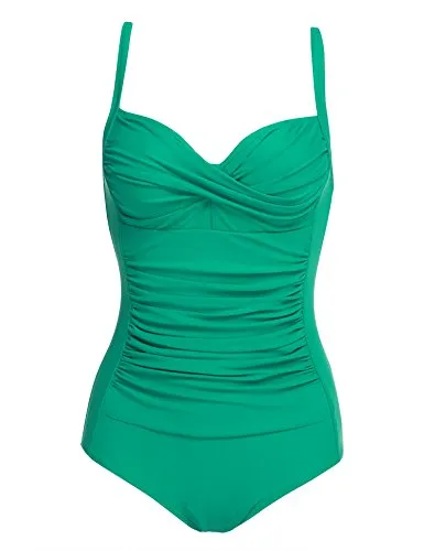 Ekouaer Womens Elegant Inspired Vintage One Piece Pin up Monokinis Swimsuit (US Only)