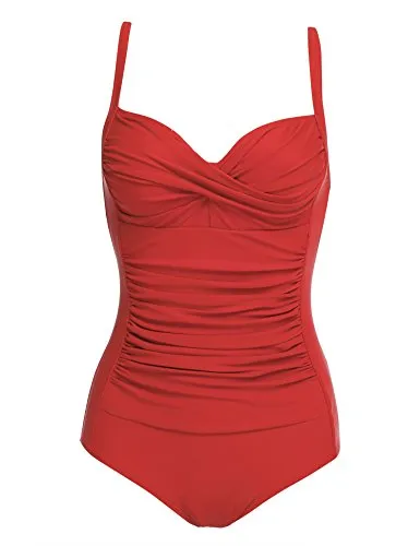 Ekouaer Womens Elegant Inspired Vintage One Piece Pin up Monokinis Swimsuit (US Only)