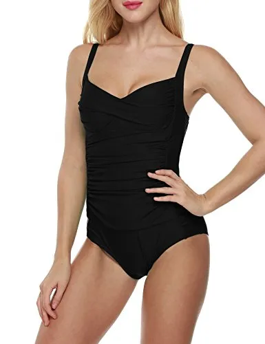Ekouaer Womens Elegant Inspired Vintage One Piece Pin up Monokinis Swimsuit (US Only)