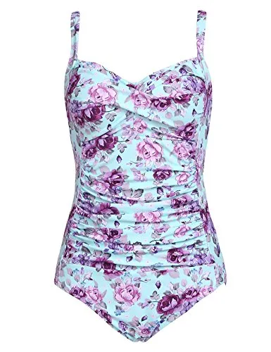 Ekouaer Womens Elegant Inspired Vintage One Piece Pin up Monokinis Swimsuit (US Only)