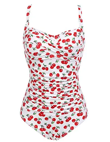 Ekouaer Womens Elegant Inspired Vintage One Piece Pin up Monokinis Swimsuit (US Only)