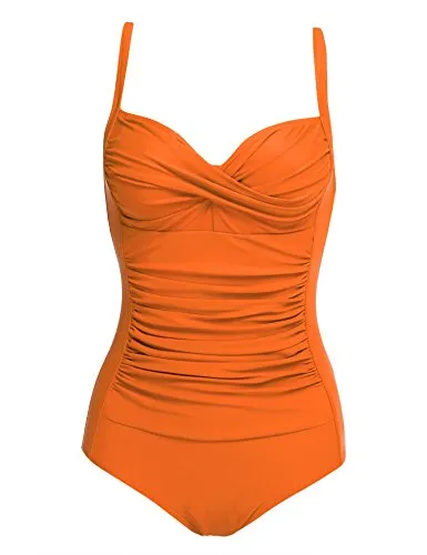 Ekouaer Womens Elegant Inspired Vintage One Piece Pin up Monokinis Swimsuit (US Only)