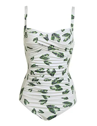 Ekouaer Womens Elegant Inspired Vintage One Piece Pin up Monokinis Swimsuit (US Only)