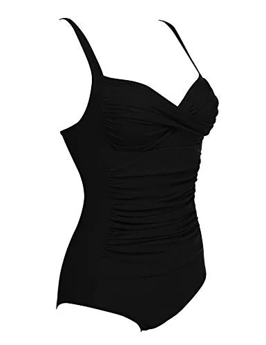 Ekouaer Womens Elegant Inspired Vintage One Piece Pin up Monokinis Swimsuit (US Only)