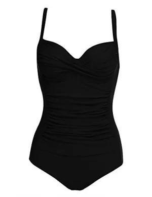 Ekouaer Womens Elegant Inspired Vintage One Piece Pin up Monokinis Swimsuit (US Only)