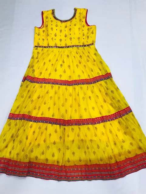 Elegant Yellow Color Designer Kurti Embroidery With Printed Work