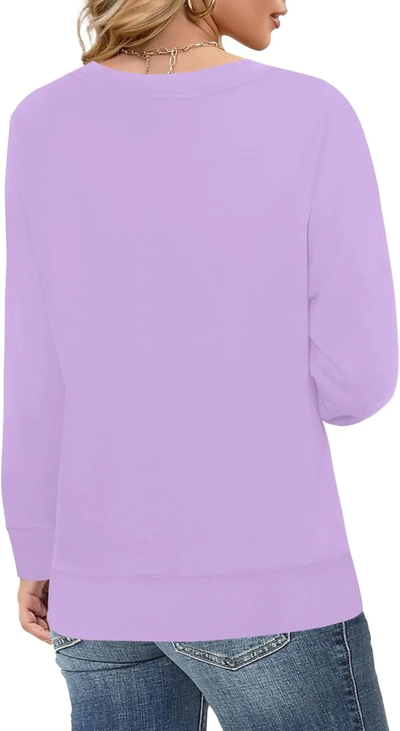 Elesomo Womens Sweatshirts Cotton Crew Neck Casual Long Sleeve Pullover Tops