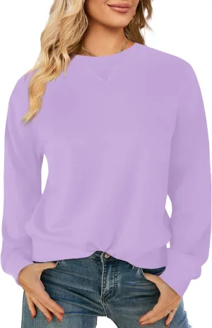 Elesomo Womens Sweatshirts Cotton Crew Neck Casual Long Sleeve Pullover Tops