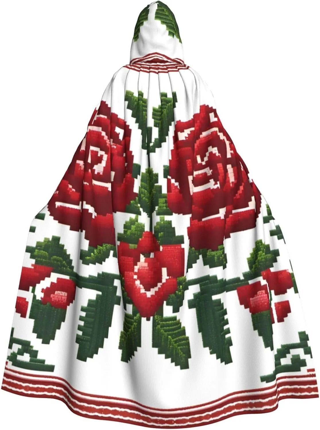Embroidery Style Rose Prints Hooded Cloak for Halloween, Role-playing, and Costume Parties - Comfortable and Durable