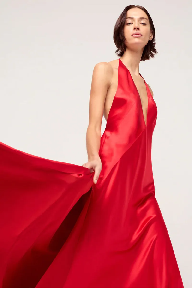 Evianna Backless Graceful Satin Maxi Dress