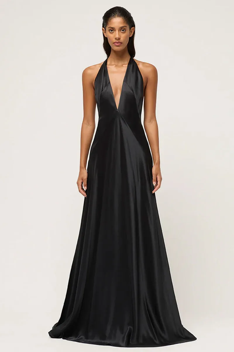 Evianna Backless Graceful Satin Maxi Dress