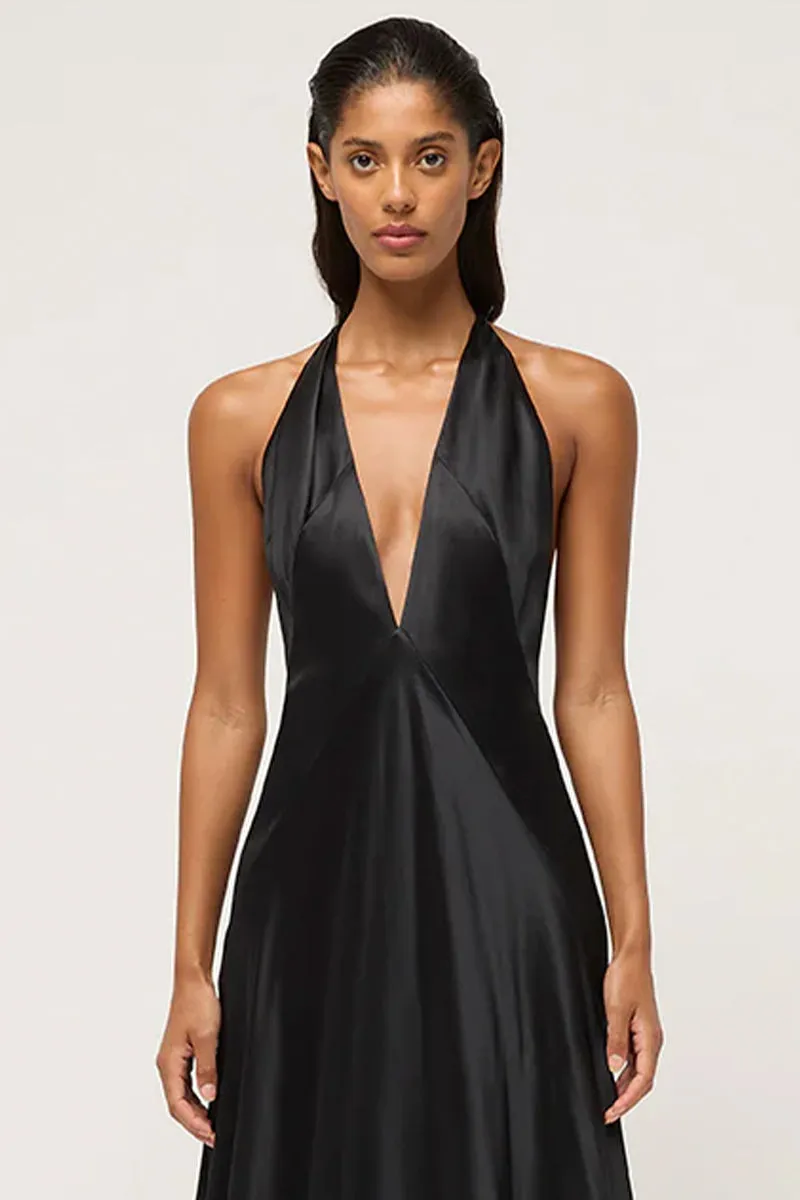 Evianna Backless Graceful Satin Maxi Dress
