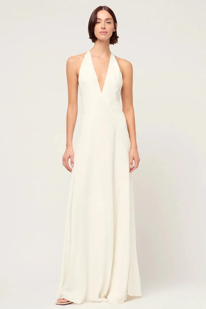 Evianna Backless Graceful Satin Maxi Dress