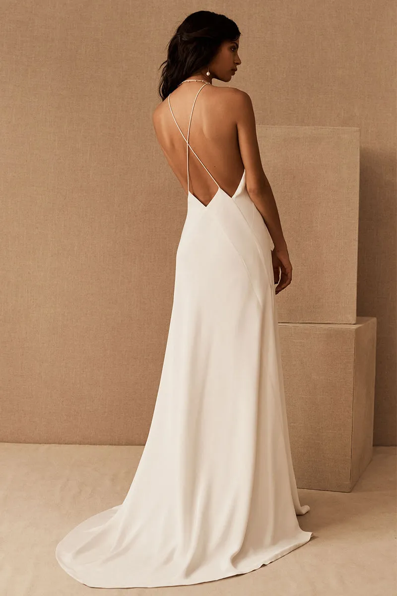 Evianna Backless Graceful Satin Maxi Dress