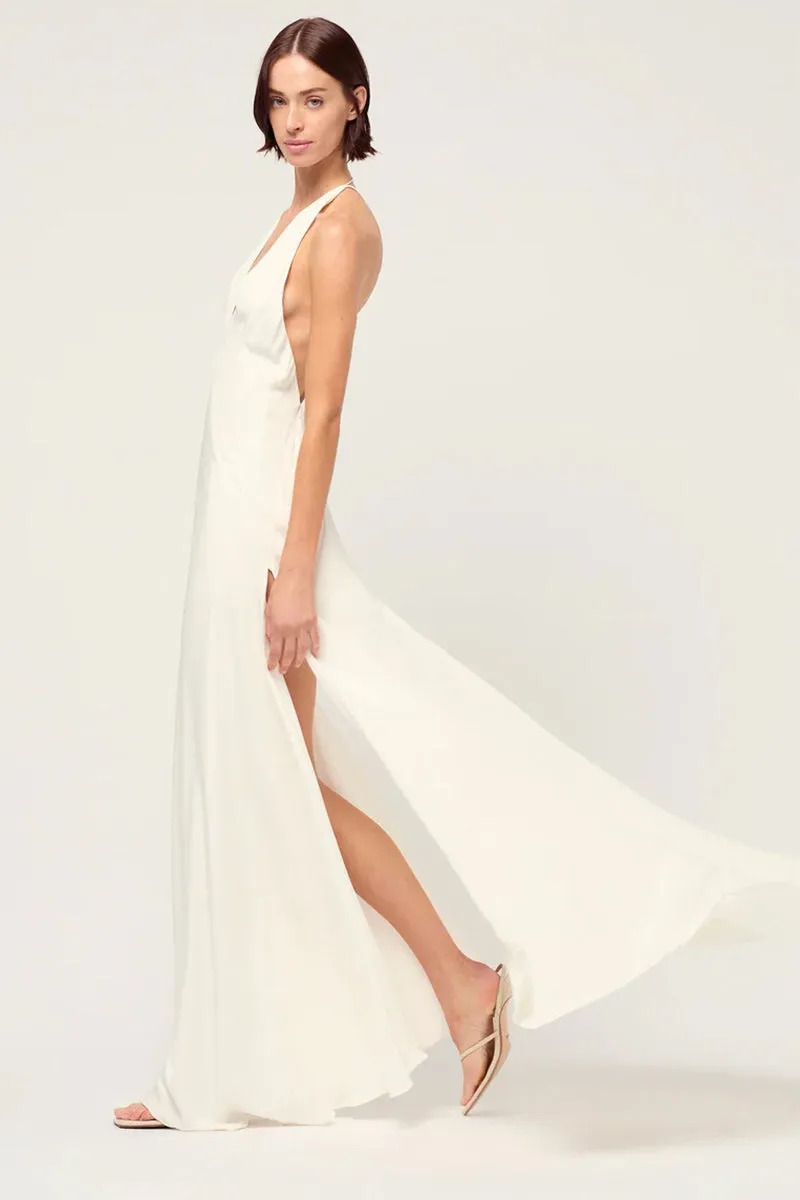 Evianna Backless Graceful Satin Maxi Dress