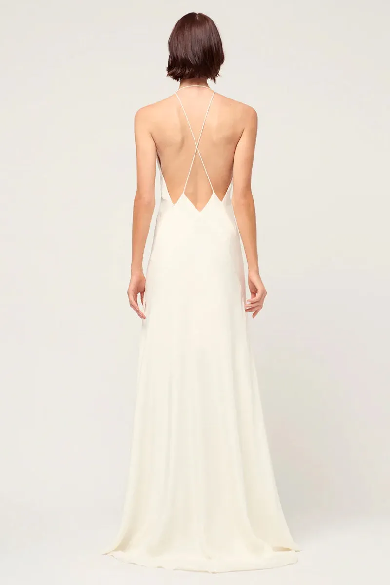 Evianna Backless Graceful Satin Maxi Dress