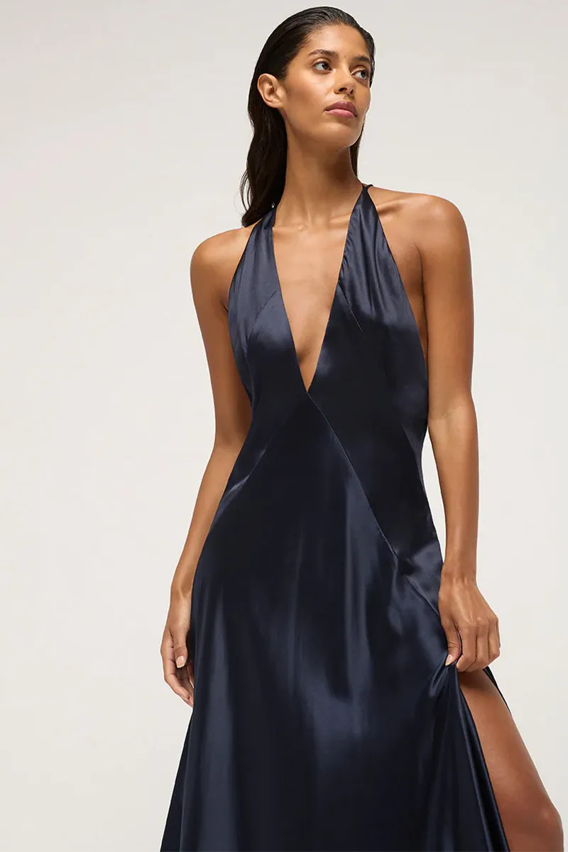 Evianna Backless Graceful Satin Maxi Dress