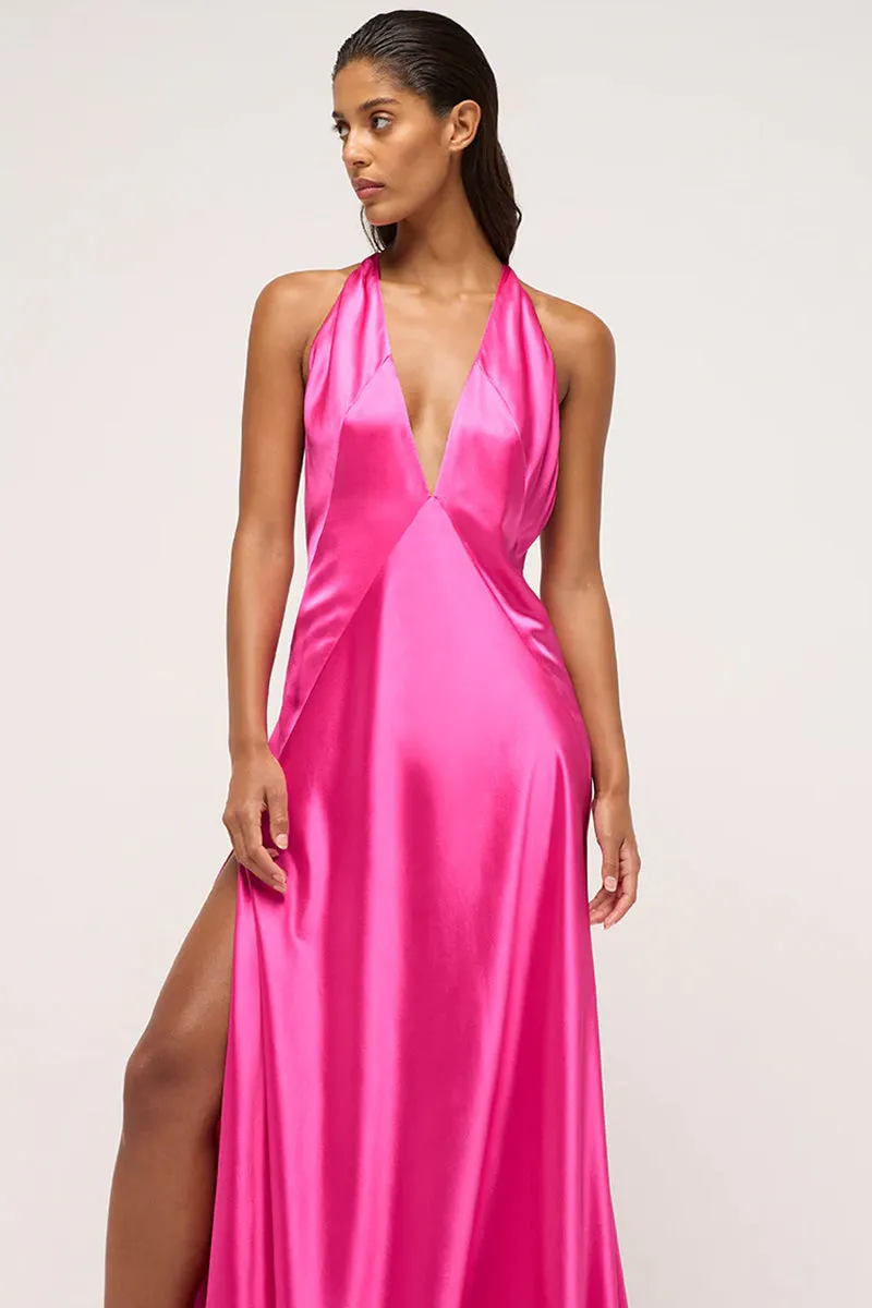 Evianna Backless Graceful Satin Maxi Dress