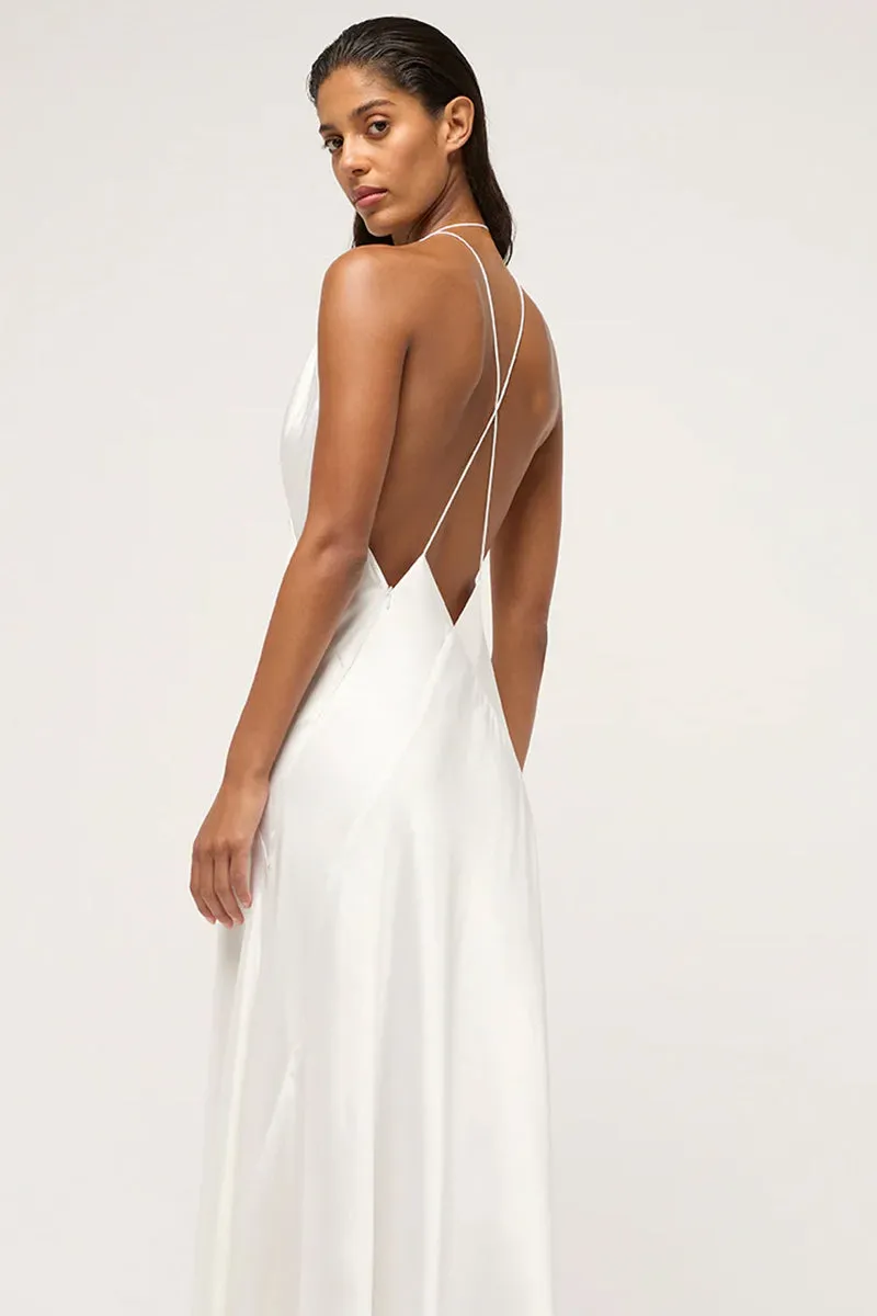 Evianna Backless Graceful Satin Maxi Dress