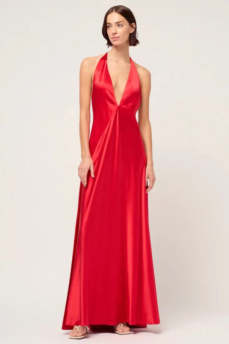 Evianna Backless Graceful Satin Maxi Dress