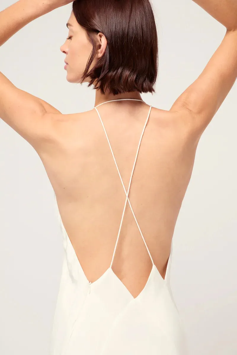 Evianna Backless Graceful Satin Maxi Dress