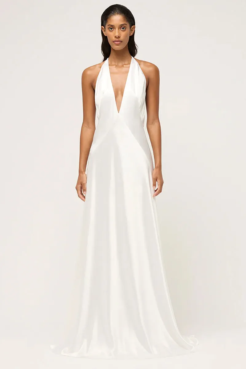 Evianna Backless Graceful Satin Maxi Dress