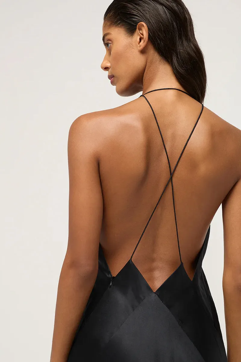 Evianna Backless Graceful Satin Maxi Dress