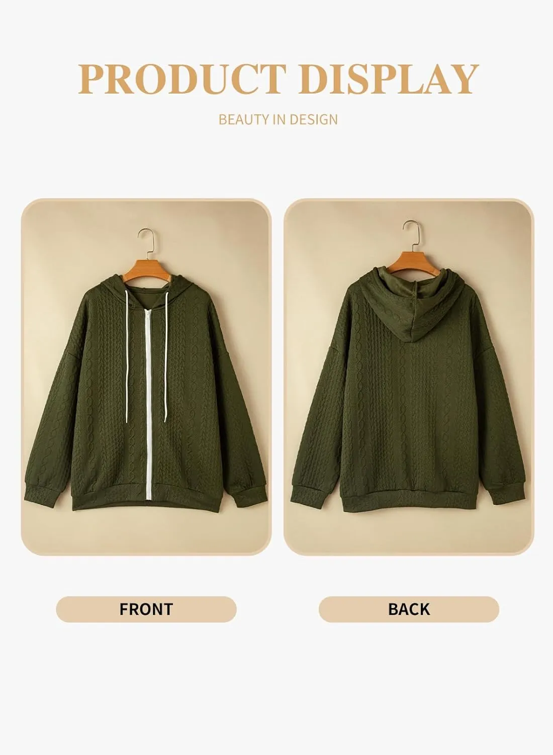 Eytino Womens Plus Size Hoodies Sweatshirt Long Sleeve Zip Up Drawstring Jacket Coat Outwear with Pocket(1X-5X)