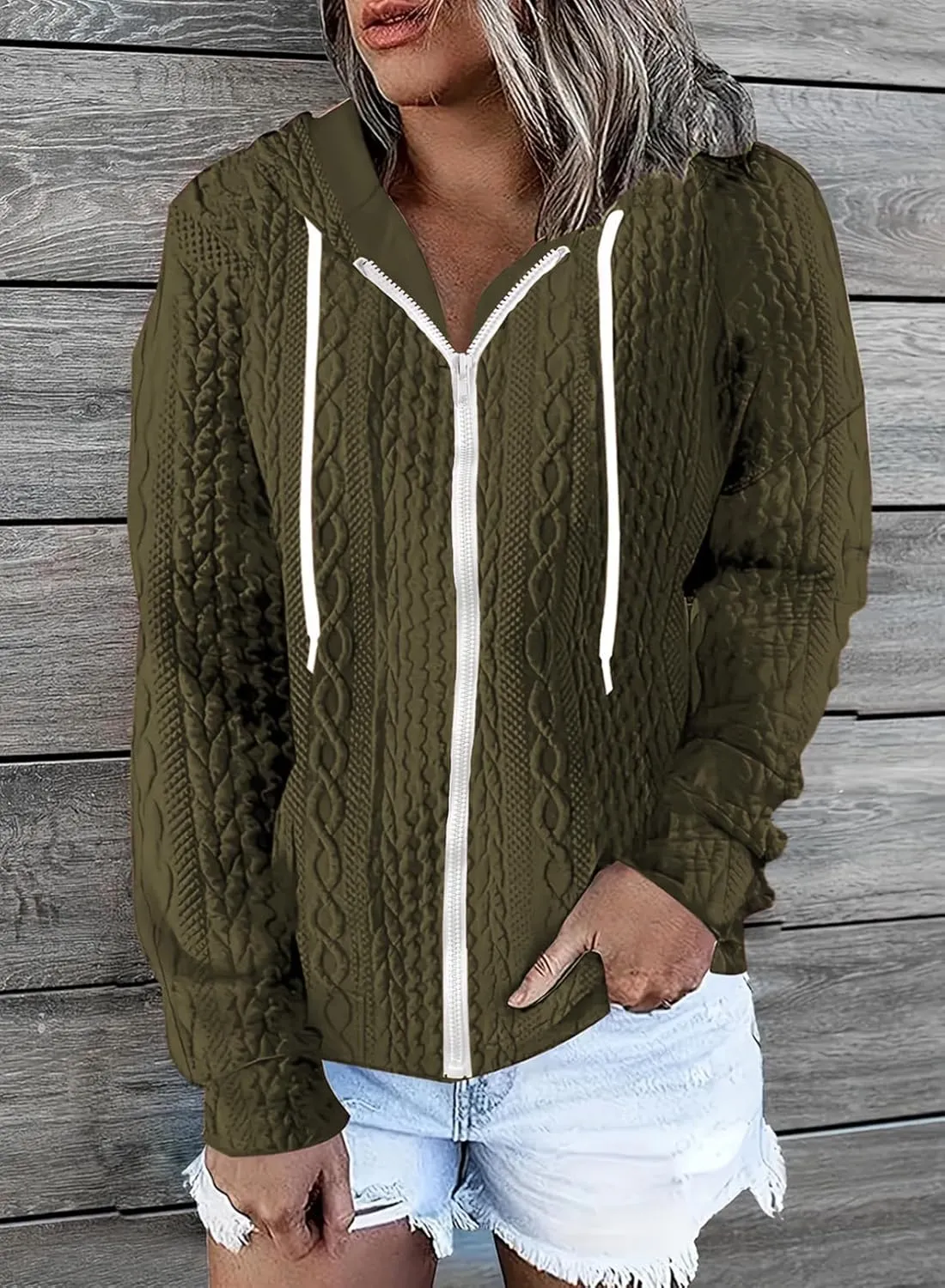 Eytino Womens Plus Size Hoodies Sweatshirt Long Sleeve Zip Up Drawstring Jacket Coat Outwear with Pocket(1X-5X)