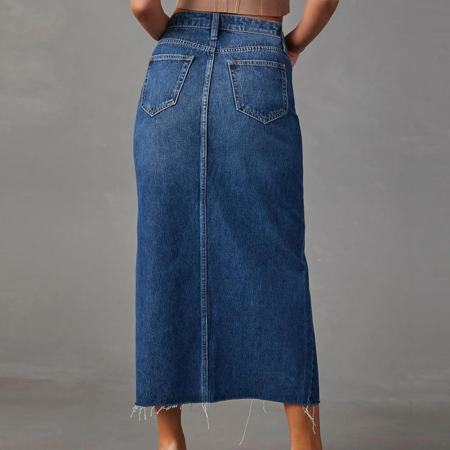Fashion A-line Split Denim Skirt for Women Leisure High Waist Midi Skirts Comfortable Bodycon Going Out Skirts