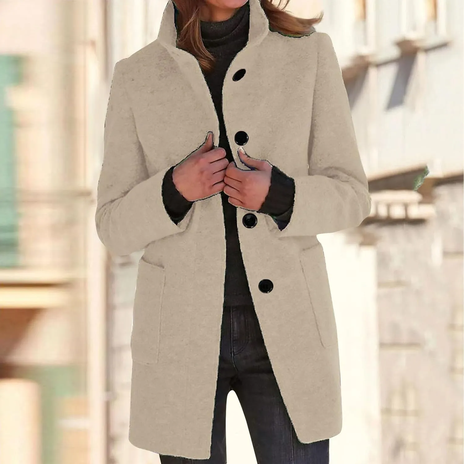 Fleece Jacket Women Plus Size Long Winter Coats Open Front Button down Shacket Single-Breasted Coatigan with Pockets