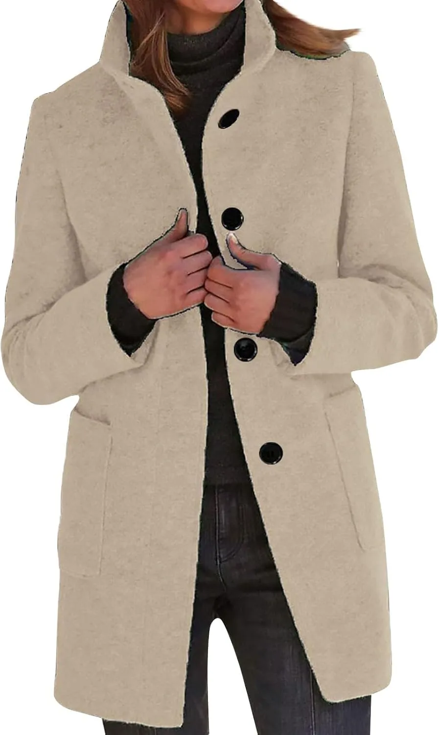 Fleece Jacket Women Plus Size Long Winter Coats Open Front Button down Shacket Single-Breasted Coatigan with Pockets